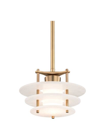 Gatsby Led 11 3/4-Inch Pendant in Aged Brass.